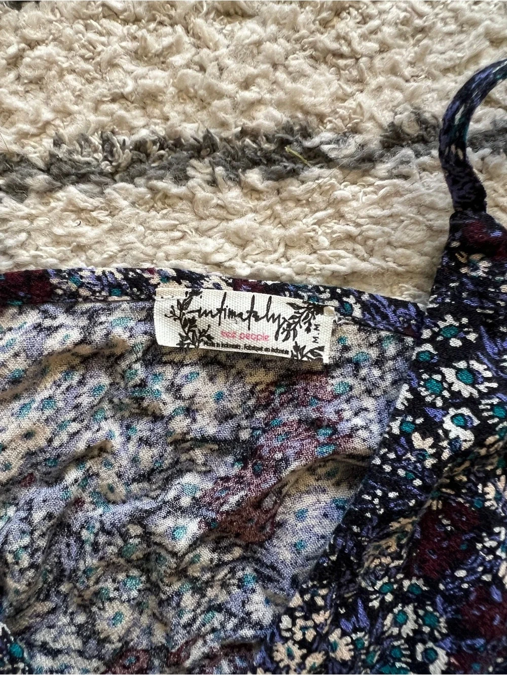 Free People Black Floral Spaghetti Strap Mini Dress
